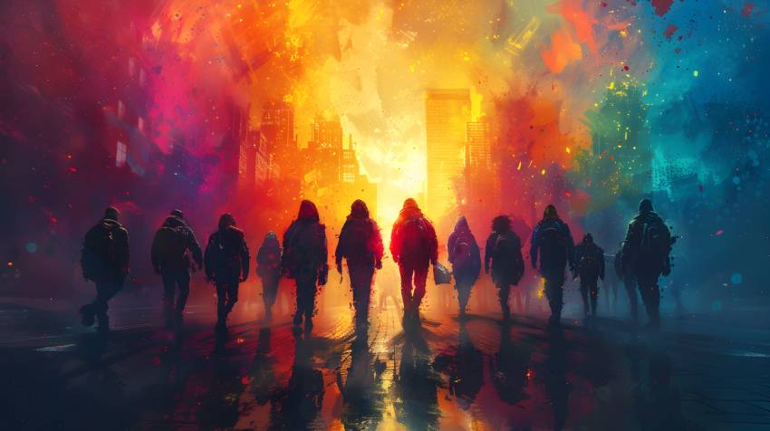 Diverse group of people symbolising the various emotional journeys involved in mental health and immigration.